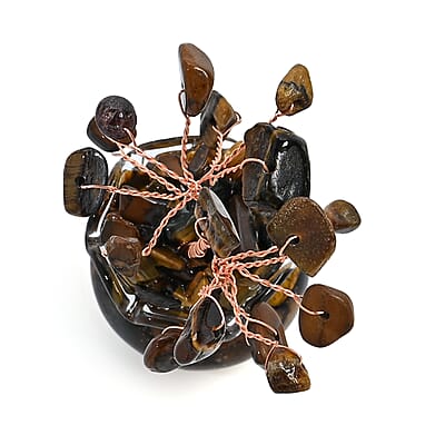 Rose Gold Gemstone Yellow Tiger's Eye Tree 70.00 ctw