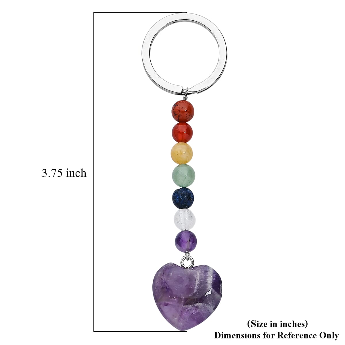 African Amethyst and Multi Gemstone 30.00 ctw Heart Keychain in Silvertone