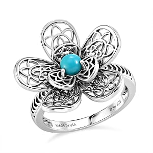 D'Joy Passport to Turkey Artisan Crafted Premium Lagoon Turquoise 0.30 ctw Ring in Sterling Silver (Size 10.0)