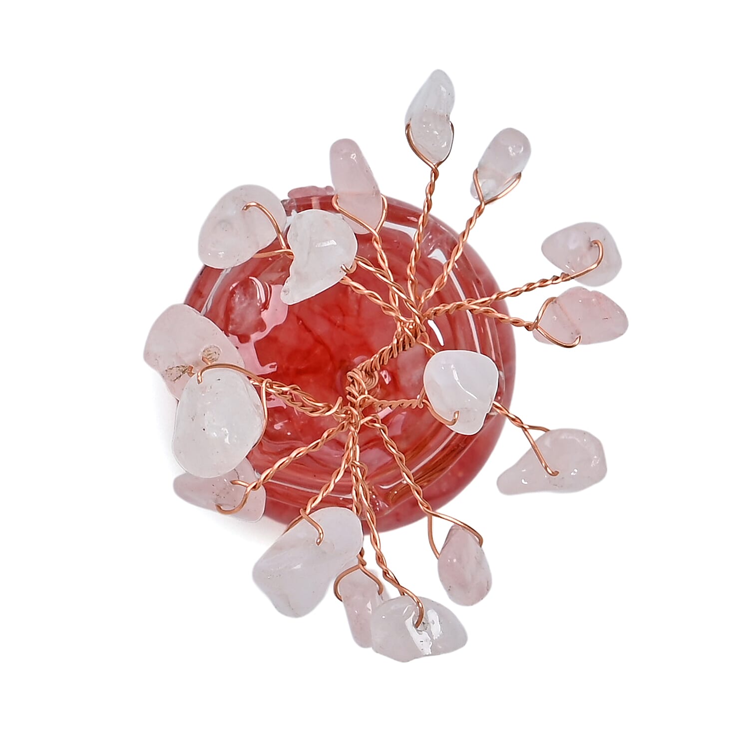Rose Gold Galilea Rose Quartz Gemstone Tree 70.00 ctw