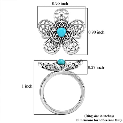 D'Joy Passport to Turkey Artisan Crafted Premium Lagoon Turquoise 0.30 ctw Ring in Sterling Silver (Size 5.0)