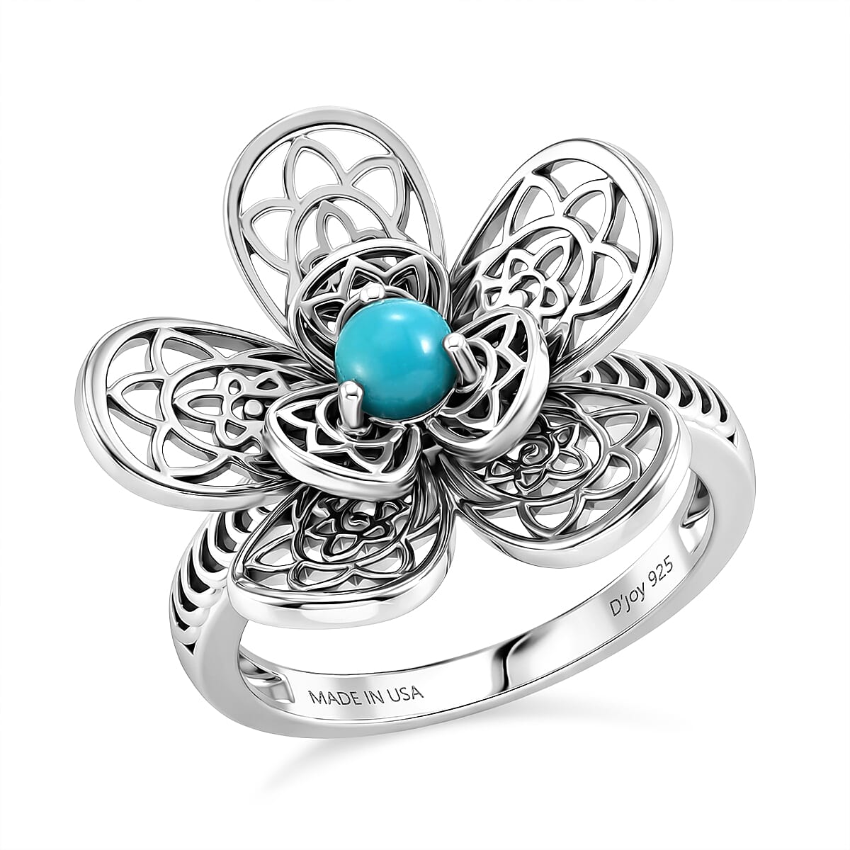 D'Joy Passport to Turkey Artisan Crafted Premium Lagoon Turquoise Ring in Sterling Silver (Size 10.0) 0.28 ctw