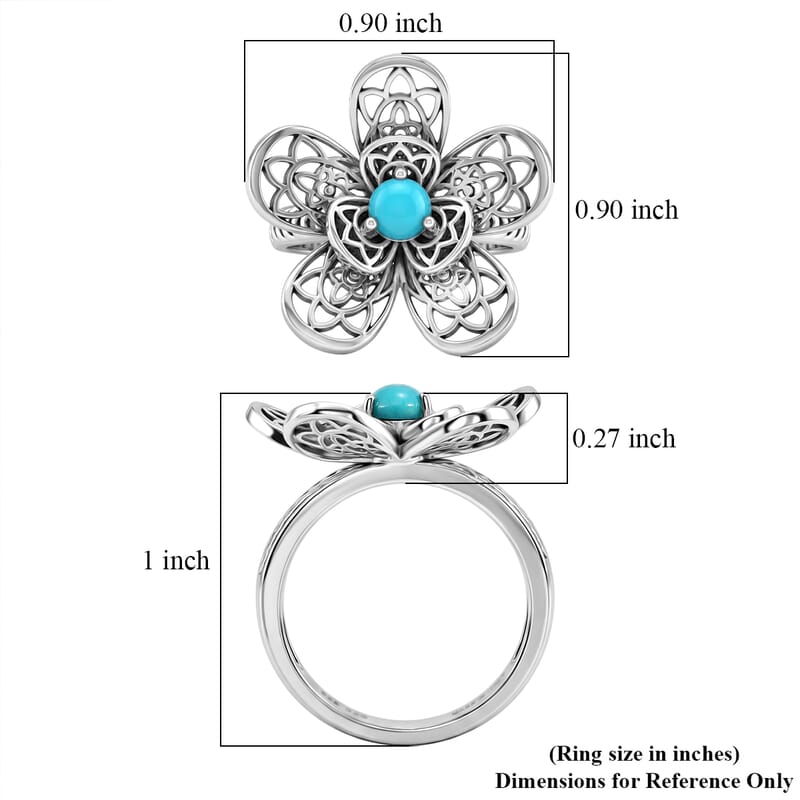 D'Joy Passport to Turkey Artisan Crafted Premium Lagoon Turquoise 0.30 ctw Ring in Sterling Silver (Size 6.0)