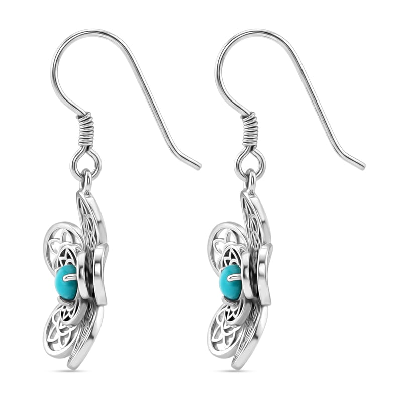 D'Joy Passport to Turkey Artisan Crafted Premium Lagoon Turquoise 0.70 ctw Floral Earrings in Sterling Silver
