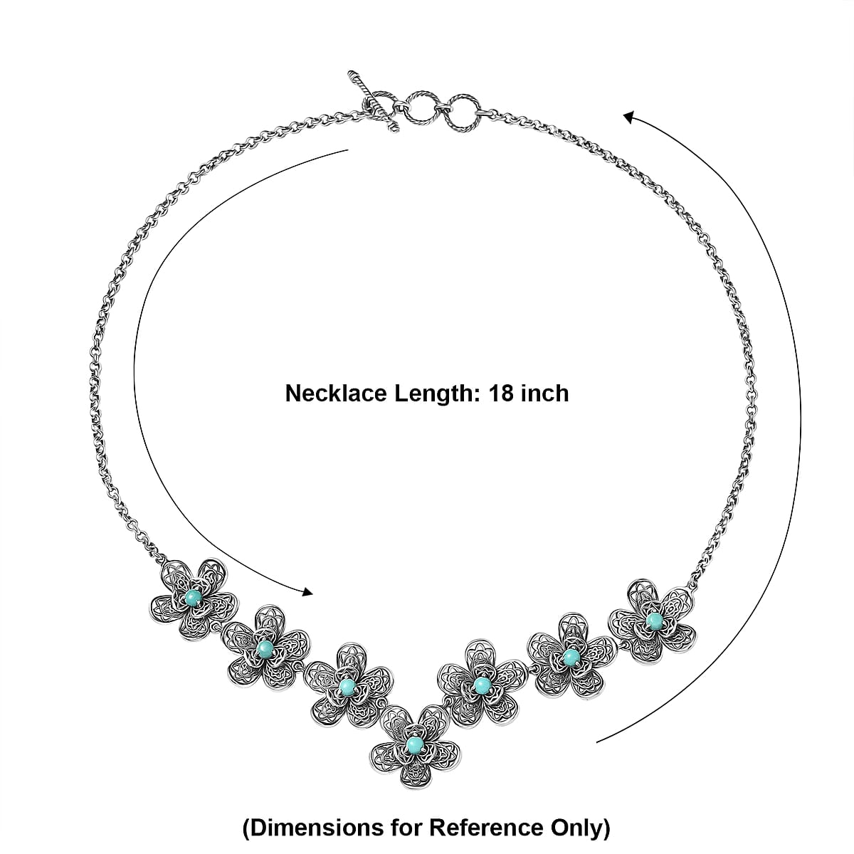 D'Joy Passport to Turkey Artisan Crafted Premium Lagoon Turquoise 2.00 ctw Necklace in Sterling Silver 18 Inches image number 5