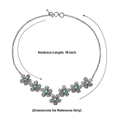 D'Joy Passport to Turkey Artisan Crafted Premium Lagoon Turquoise 2.00 ctw Necklace in Sterling Silver 18 Inches