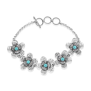 D'Joy Passport to Turkey Artisan Crafted Premium Lagoon Turquoise 1.35 ctw Bracelet in Sterling Silver (7.25-8.0In)