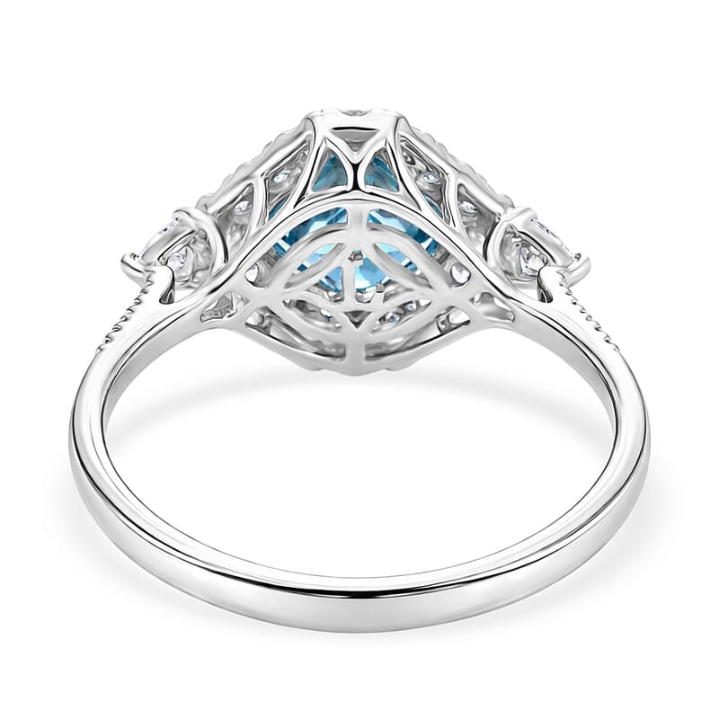 Certified & Appraised AAA Cambodian Blue Zircon and Luxuriant Lab Grown Diamond G-H SI 3.63 ctw Ring in 10K White Gold (Size 10.0)