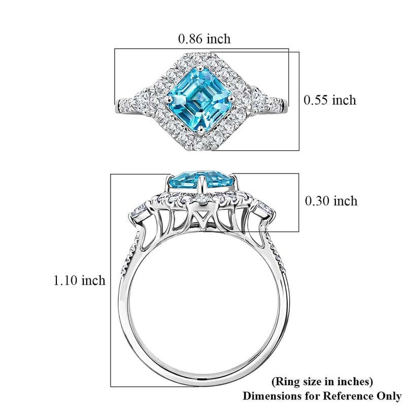 Certified & Appraised AAA Cambodian Blue Zircon and Luxuriant Lab Grown Diamond G-H SI 3.63 ctw Ring in 10K White Gold (Size 10.0)