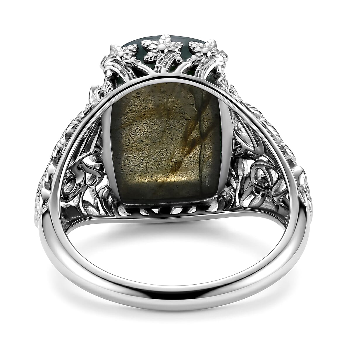 D'Joy Indian Artisan Crafted Malagasy Labradorite 8.30 ctw Ring in Sterling Silver (Size 6.0)