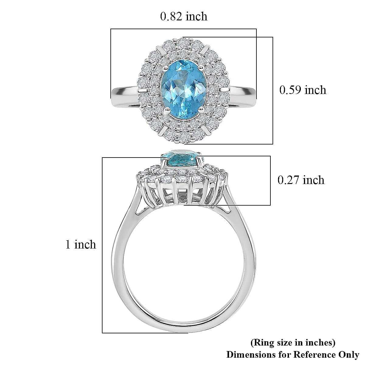 Certified & Appraised D'Joy Premium Paraiba Apatite, Moissanite Ring in Rhodium Over Sterling Silver (Size 10.0) 2.10 ctw image number 5