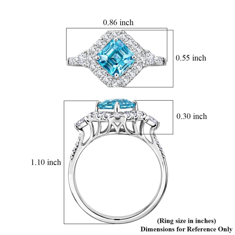 Certified & Appraised AAA Cambodian Blue Zircon and Luxuriant Lab Grown Diamond G-H SI 3.63 ctw Ring in 10K White Gold (Size 6.0)