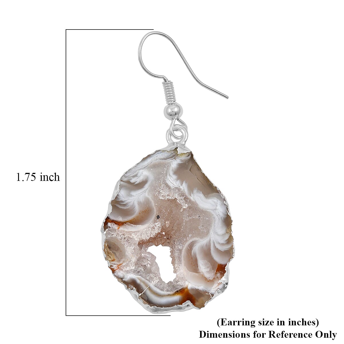 Slice Geode Quartz 20.00 ctw Earrings in Silvertone image number 4