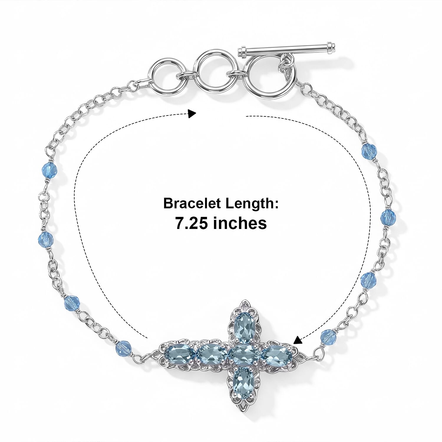EverTrue Sky Blue Topaz 6.15 ctw Fancy Bracelet in Platinum Bond (7.25 In)