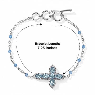 EverTrue Sky Blue Topaz 6.15 ctw Fancy Bracelet in Platinum Bond (7.25 In)