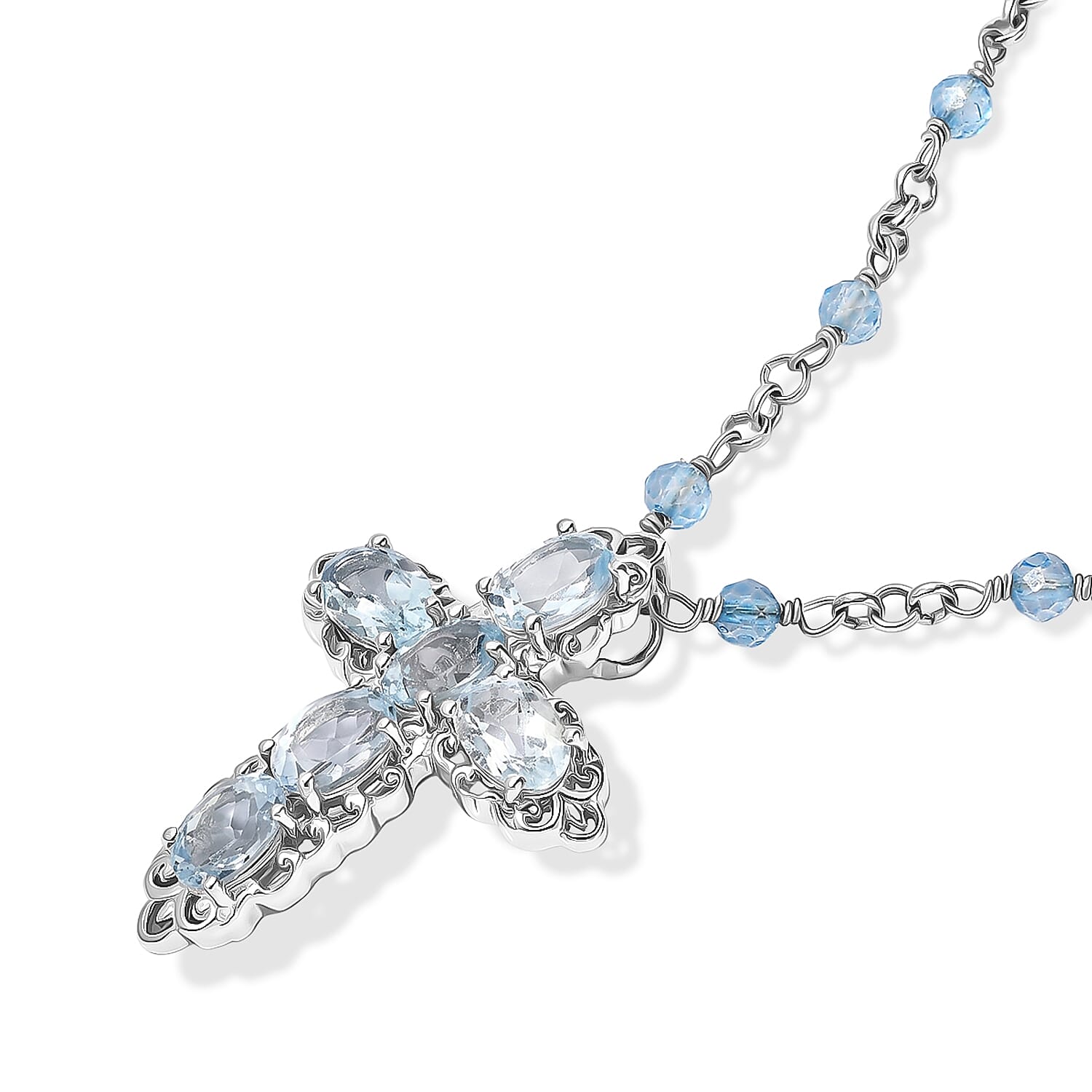 EverTrue Sky Blue Topaz 5.90 ctw Necklace in Platinum Bond 18 Inches