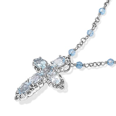 EverTrue Sky Blue Topaz 5.90 ctw Necklace in Platinum Bond 18 Inches