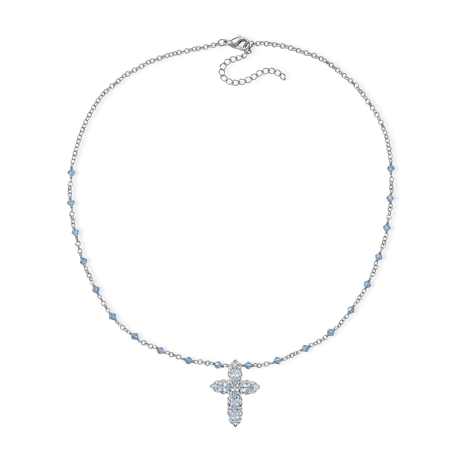 EverTrue Sky Blue Topaz 5.90 ctw Necklace in Platinum Bond 18 Inches