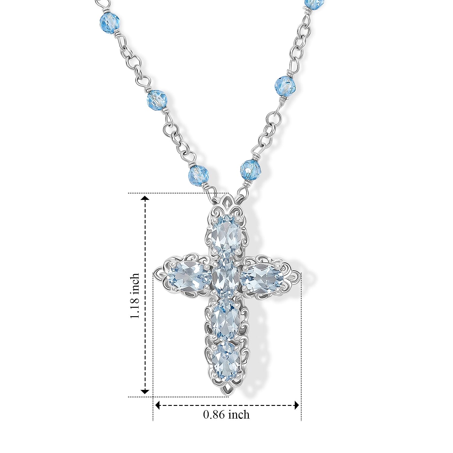 EverTrue Sky Blue Topaz 5.90 ctw Necklace in Platinum Bond 18 Inches