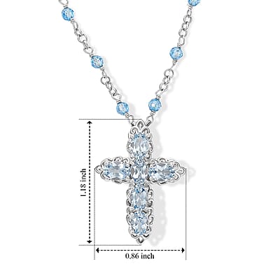 EverTrue Sky Blue Topaz 5.90 ctw Necklace in Platinum Bond 18 Inches