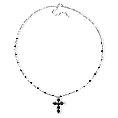 EverTrue Thai Black Spinel 8.35 ctw Fancy Necklace in Platinum Bond 18 Inches