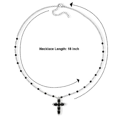 EverTrue Thai Black Spinel 8.35 ctw Fancy Necklace in Platinum Bond 18 Inches