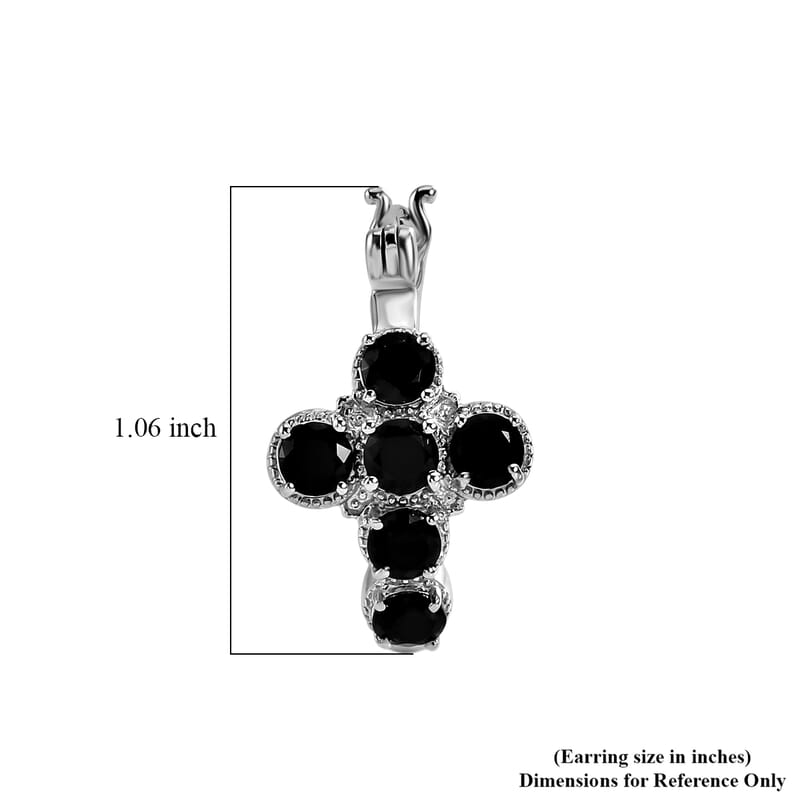 EverTrue Thai Black Spinel 2.50 ctw Hoop Earrings in Platinum Bond