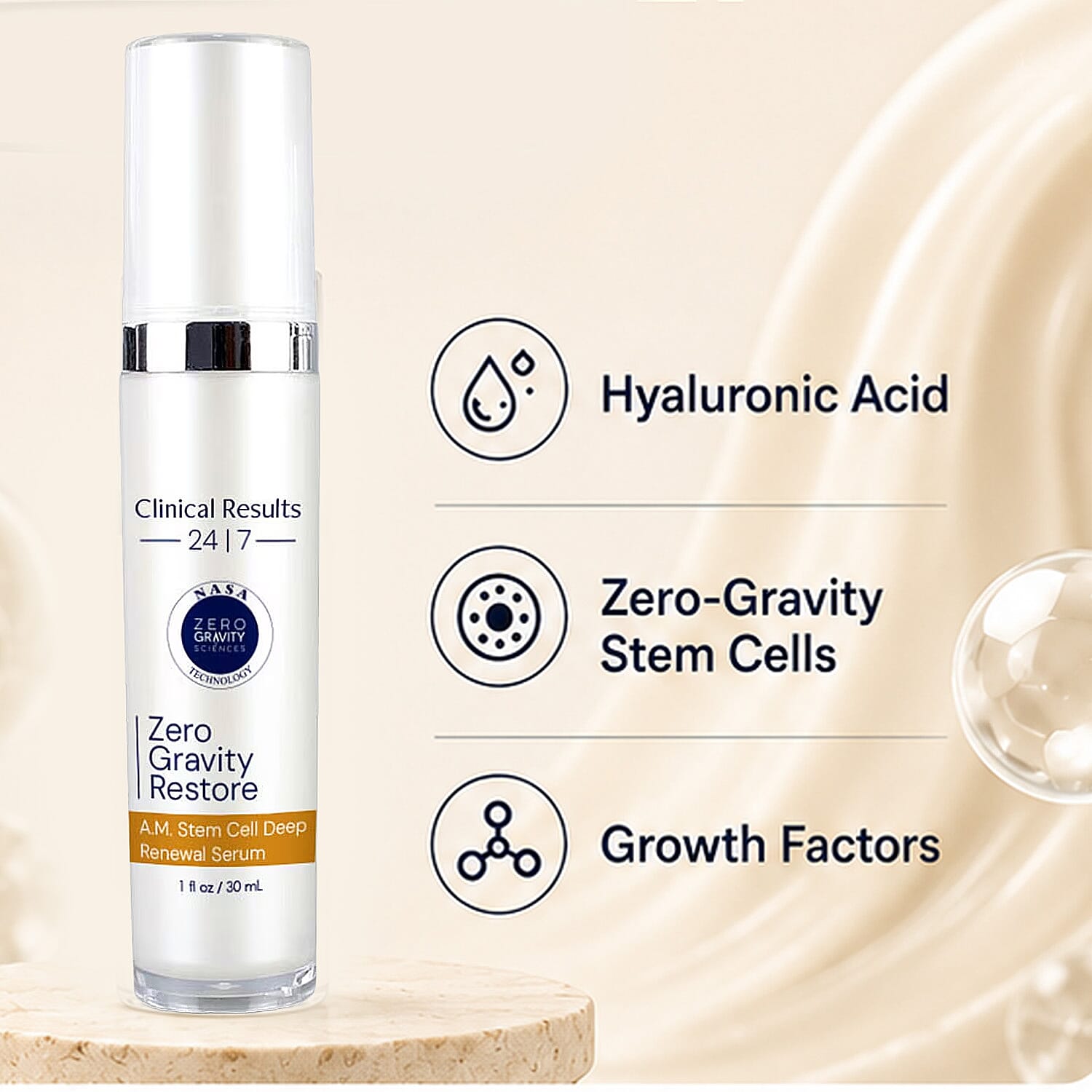 Clinical Results 24/7 Zero Gravity - Restore / Stem Cell Deep Renewal Serum (AM)