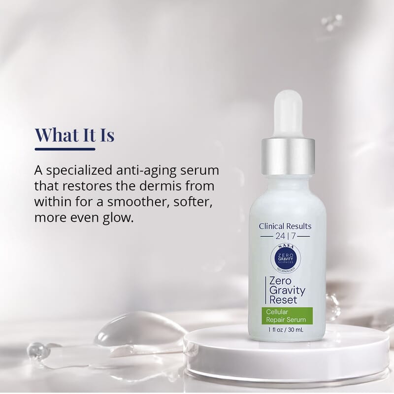 Clinical Results 24|7 Zero Gravity Cellular Repair Serum (1oz) Made in US