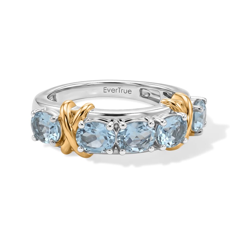 EverTrue Sky Blue Topaz 2.40 ctw Ring in 18K YG Plated and Platinum Bond (Size 10.0)