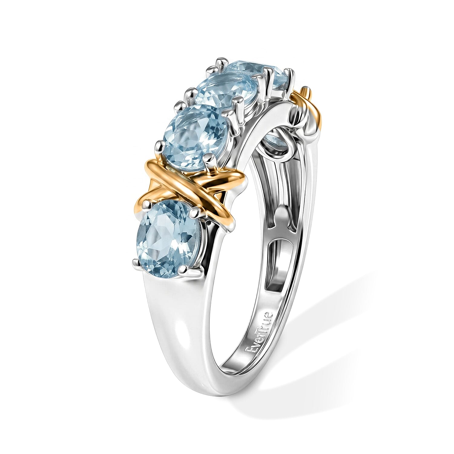EverTrue Sky Blue Topaz 2.40 ctw Ring in 18K YG Plated and Platinum Bond (Size 10.0)