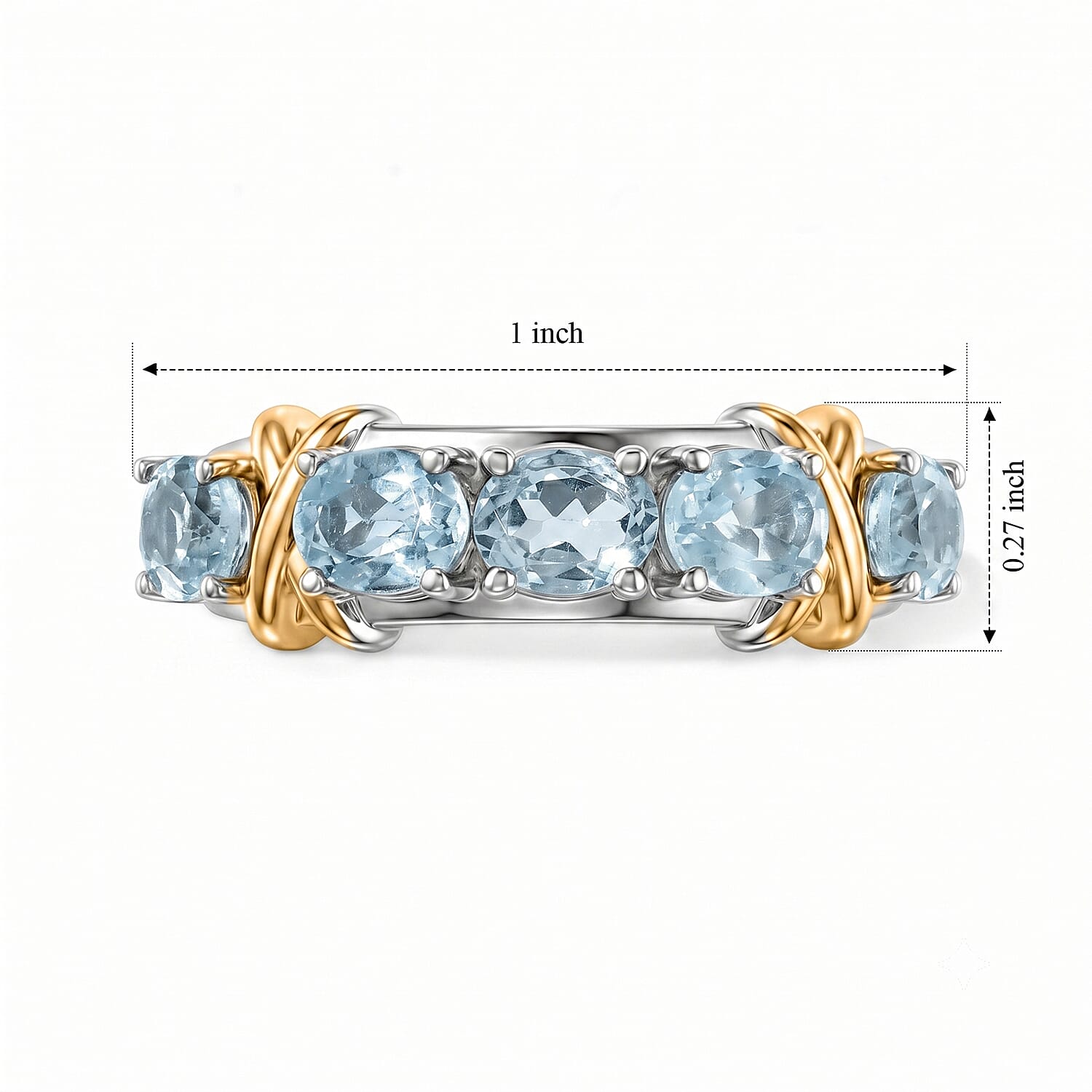 EverTrue Sky Blue Topaz 2.40 ctw Ring in 18K YG Plated and Platinum Bond (Size 10.0)