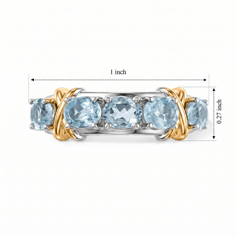EverTrue Sky Blue Topaz 2.40 ctw Ring in 18K YG Plated and Platinum Bond (Size 10.0)