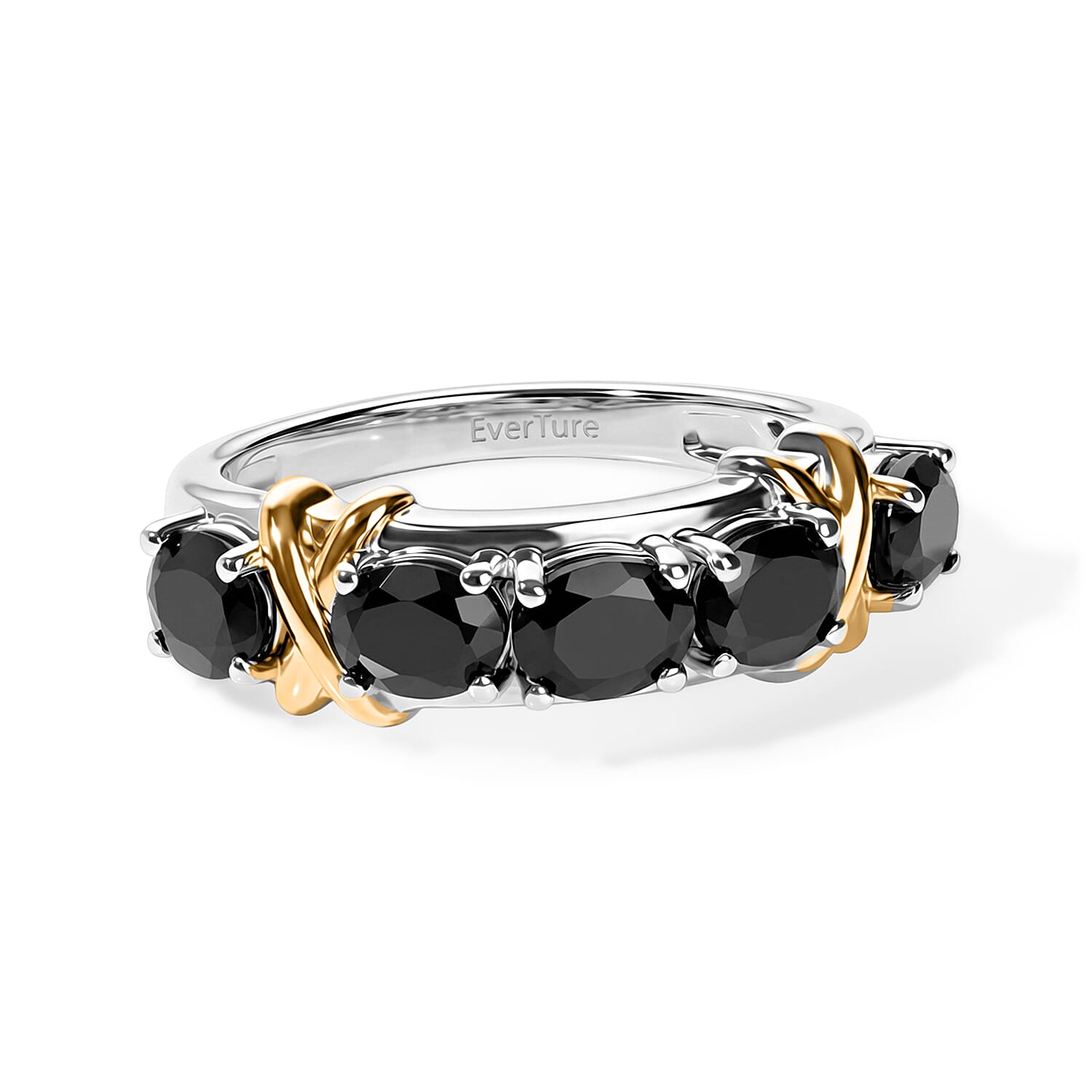 EverTrue Thai Black Spinel 2.40 ctw Ring in 18K YG Plated and Platinum Bond (Size 7.0)