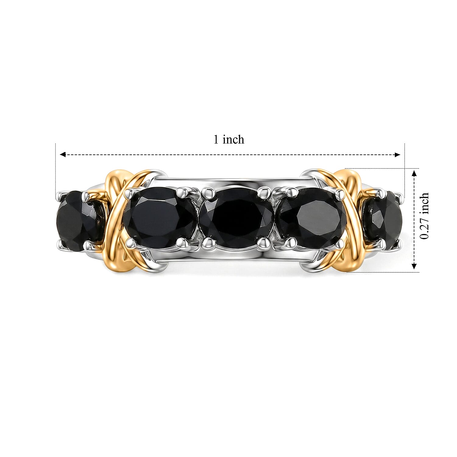 EverTrue Thai Black Spinel 2.40 ctw Ring in 18K YG Plated and Platinum Bond (Size 7.0)