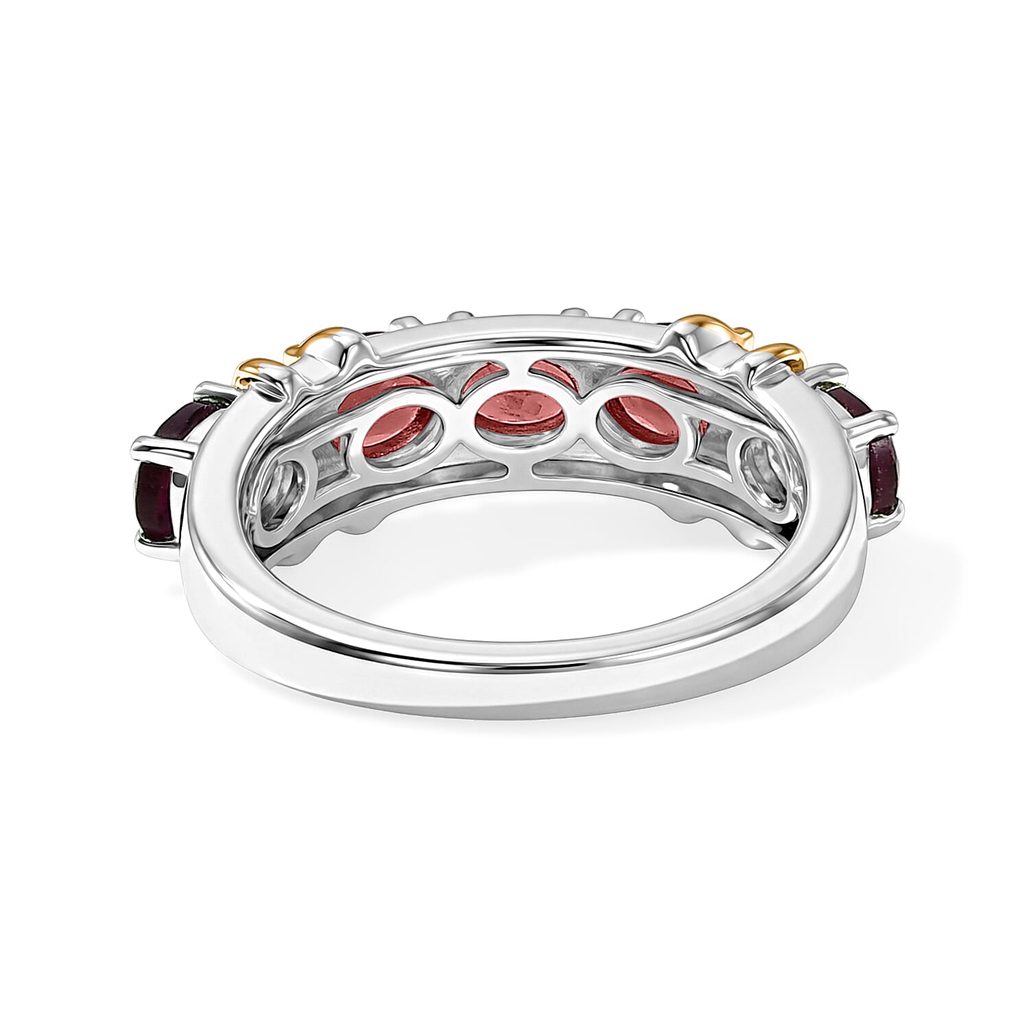 EverTrue Mozambique Garnet 2.55 ctw Ring in 18K YG Plated and Platinum Bond (Size 7.0)