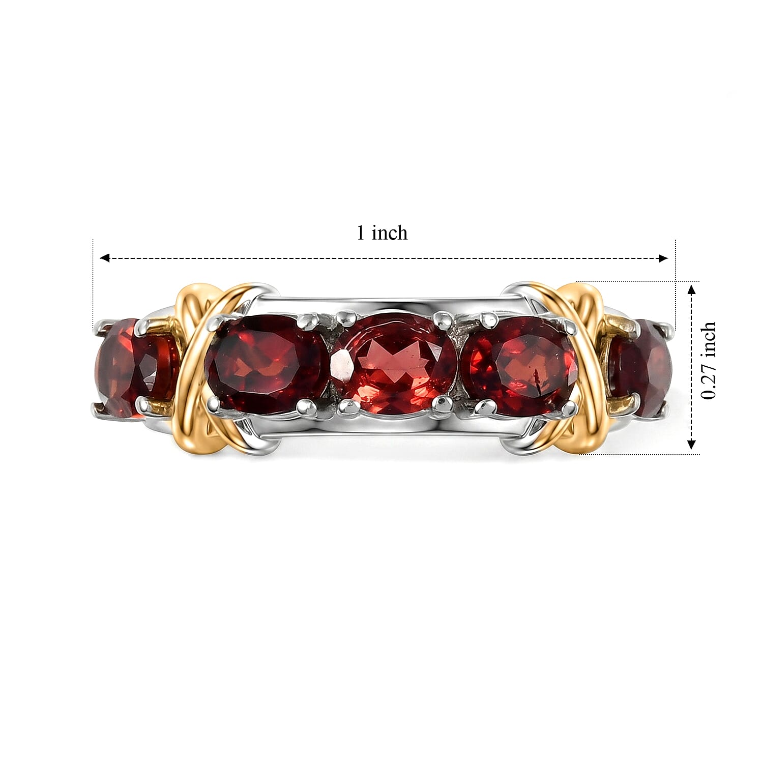 EverTrue Mozambique Garnet 2.55 ctw Ring in 18K YG Plated and Platinum Bond (Size 7.0)
