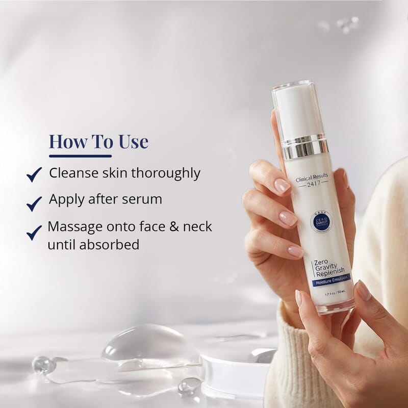 Clinical Results 24|7 Zero Gravity - Replenish / Moisture Emulsion