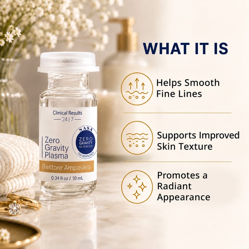 Clinical Results 24|7 Zero Gravity - Restore+ / PlasmaMax Ampoules (with punch down micro-needle)