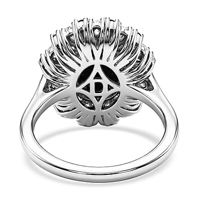 D'Joy Premium Blue Star Sapphire (DF) and Multi Gemstone 5.80 ctw Midnight Radiance ring in Rhodium Over Sterling Silver (Size 8.0)