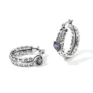 EverTrue Mystic Green Quartz 3.35 ctw Hoop Earrings in Stainless Steel
