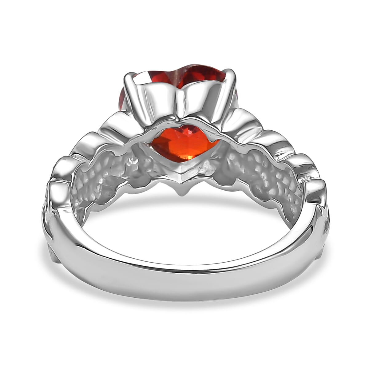 EverTrue Simulated Garnet Color Diamond Ring in Stainless Steel (Size 7.0)