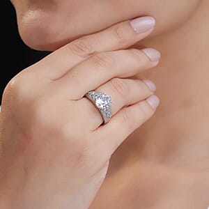 J Francis Embellished with Zirconia by Swarovski 5.40 ctw Ring in Stainless Steel (Size  6.0)