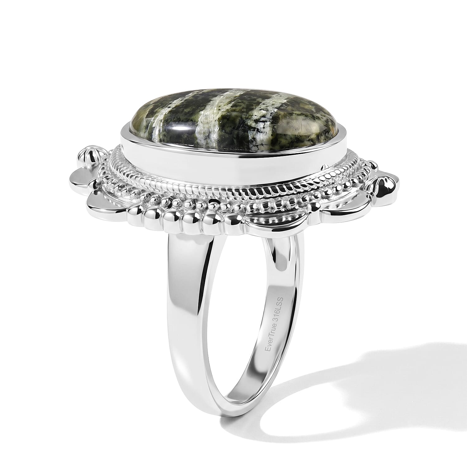 EverTrue Chrysotile 8.60 ctw Solitaire Ring in Stainless Steel (Size 8.0)