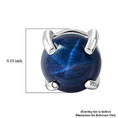 D'Joy Premium Blue Star Sapphire (DF) 1.70 ctw Stud Earrings in Rhodium Over Sterling Silver