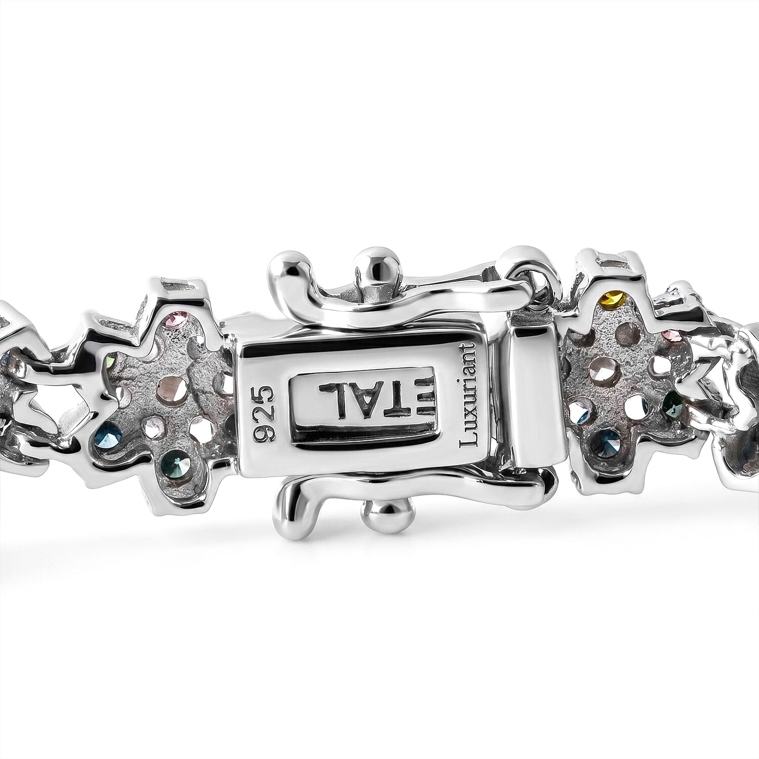 Luxuriant Lab Grown Multi Diamond (SI) 6.00 ctw Rainbow Blossom Bracelet in Rhodium Over Sterling Silver (6.50 In)