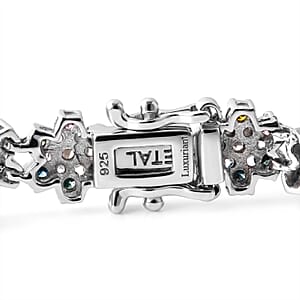 Luxuriant Lab Grown Multi Diamond (SI) 6.00 ctw Rainbow Blossom Bracelet in Rhodium Over Sterling Silver (6.50 In)