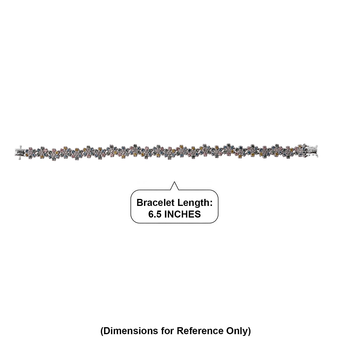 Luxuriant Lab Grown Multi Diamond (SI) 6.00 ctw Rainbow Blossom Bracelet in Rhodium Over Sterling Silver (6.50 In) image number 4