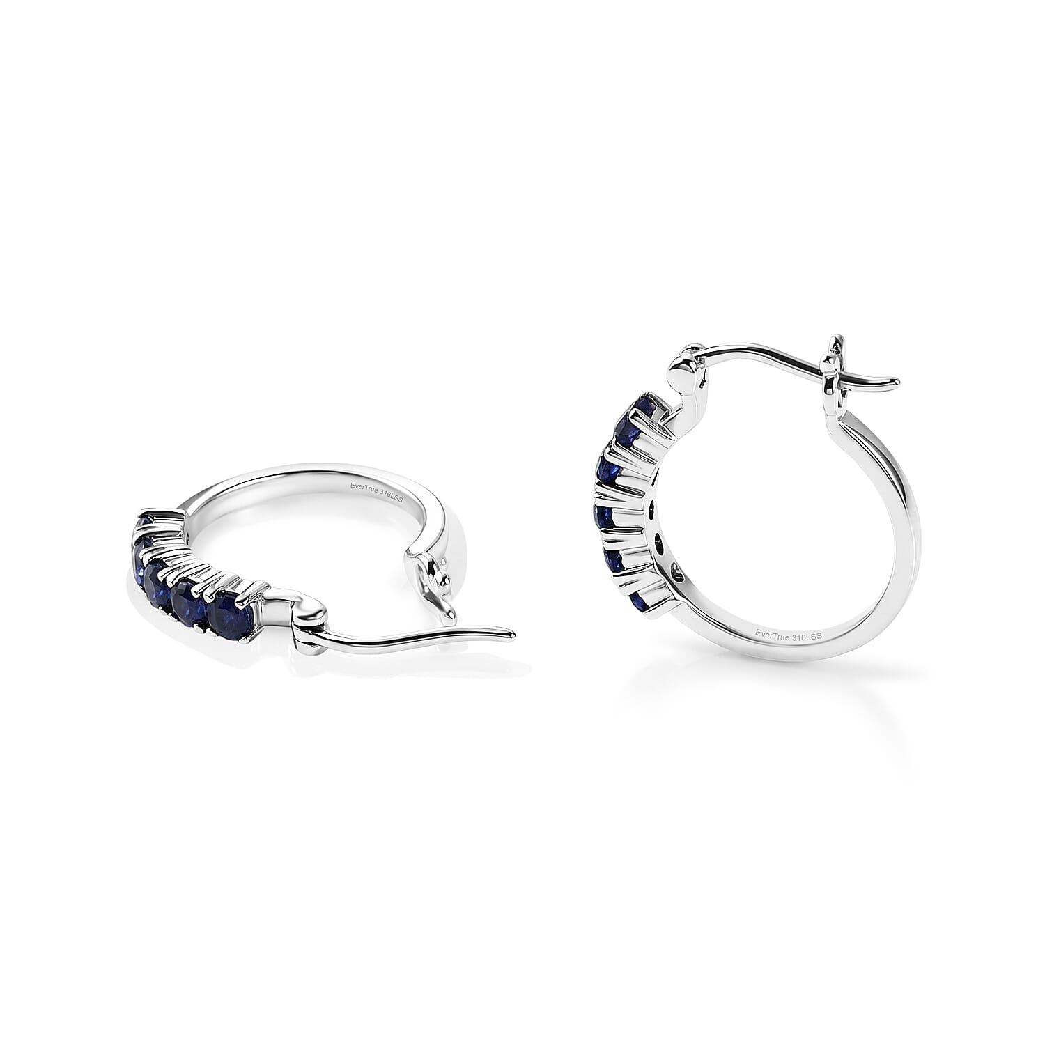 EverTrue Dyed Sapphire 1.90 ctw Hoop Earrings in Stainless Steel