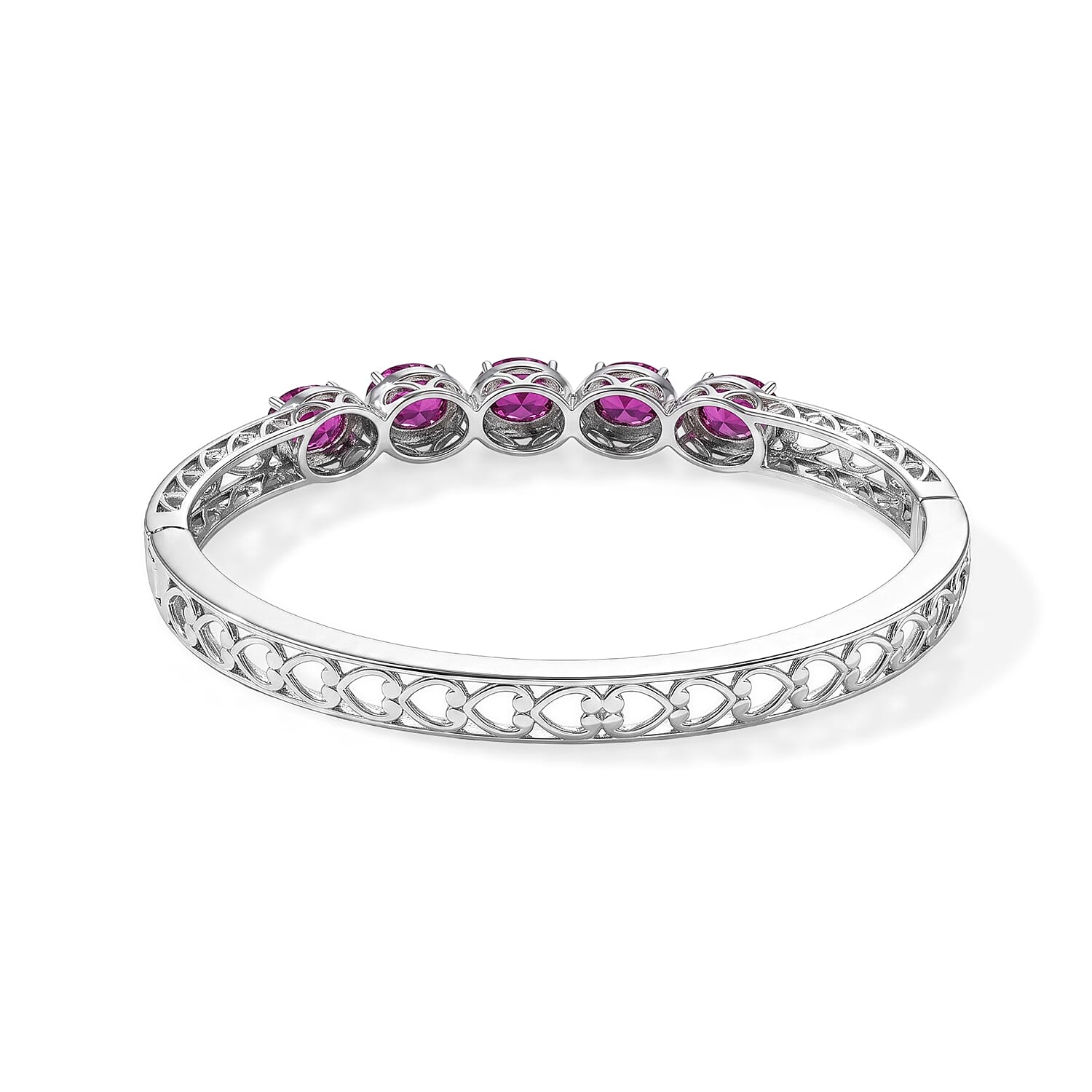 EverTrue African Lilac Quartz (Triplet) 7.65 ctw Bangle Bracelet in Stainless Steel (7.25 In)